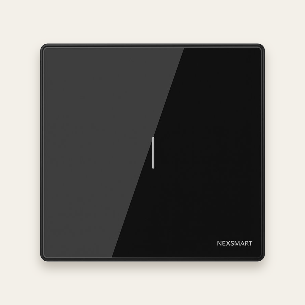[NEXSW-TB-1G-Z] Zigbee Smart Wall Switch 1-Gang 16A – Black Glass