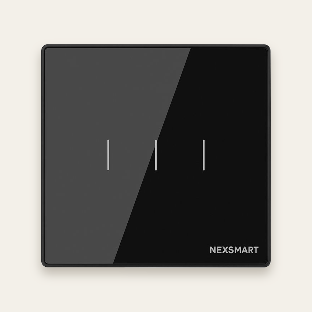 [NEXSW-TB-3G-Z] مفتاح حائط ذكي Zigbee ثلاثي 16  أمبير – زجاج أسود