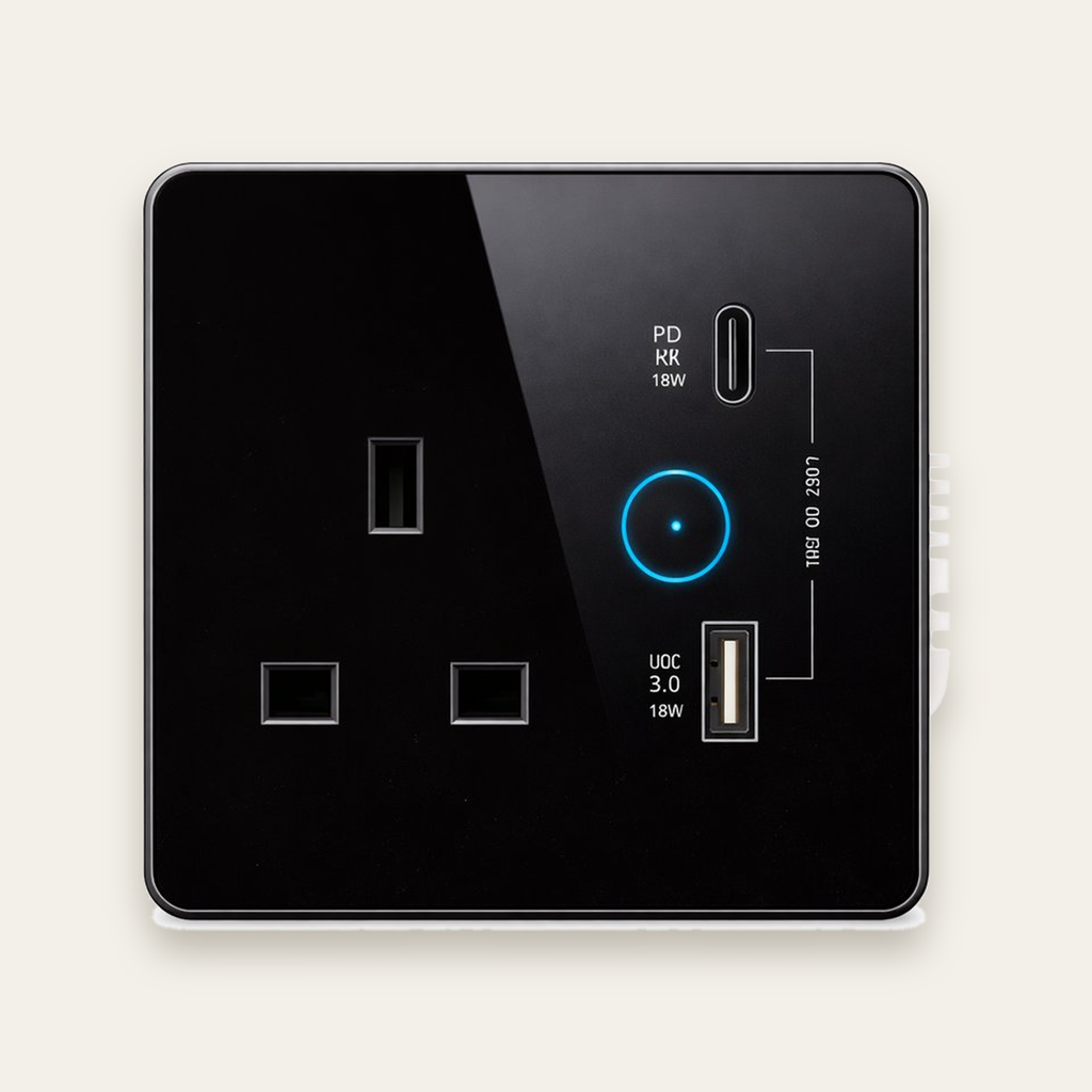 [NEXSW-SB-Z] مقبس حائط ذكي Zigbee بمعيار UK مع شاحن Type-C