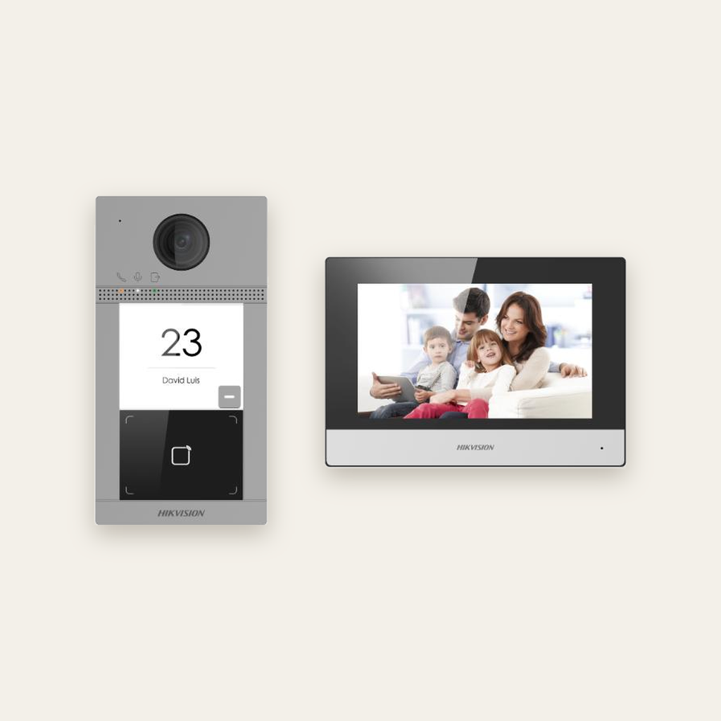 [DS-KIS604-P(C)] طقم إنتركوم فيديو IP للفلل — وحدة باب وشاشة 7  بوصة